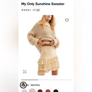 Free People Tan Cropped Sweater S